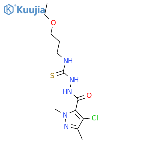 <br>2-[(4-chloro-1,3-dimethyl-1H-pyrazol-5-yl)carbonyl]-N-(3-ethoxypropyl)hydra zinecarbothioamide structure