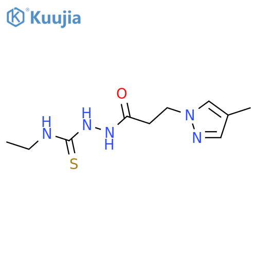 N-ethyl-2-[3-(4-methyl-1H-pyrazol-1-yl)propanoyl]hydrazinecarbothioamide structure