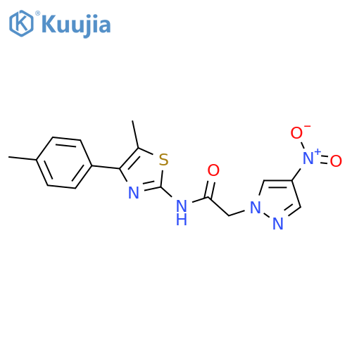 <br>2-{4-nitro-1H-pyrazol-1-yl}-N-[5-methyl-4-(4-methylphenyl)-1,3-thiazol-2-yl ]acetamide structure