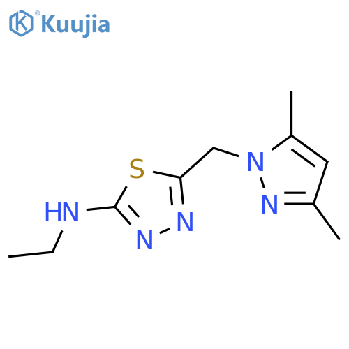 5-[(3,5-dimethyl-1H-pyrazol-1-yl)methyl]-N-ethyl-1,3,4-thiadiazol-2-amine structure