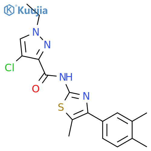 <br>4-Chloro-1-ethyl-1H-pyrazole-3-carboxylic acid [4-(3,4-dimethyl-phenyl)-5-m ethyl-thiazol-2-yl]-amide structure