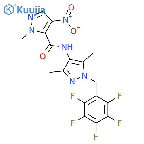<br>N-[3,5-dimethyl-1-(pentafluorobenzyl)-1H-pyrazol-4-yl]-1-methyl-4-nitro-1H- pyrazole-5-carboxamide structure