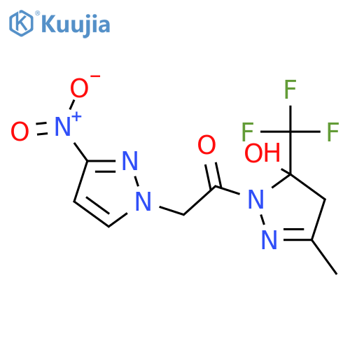 <br>1-({3-nitro-1H-pyrazol-1-yl}acetyl)-3-methyl-5-(trifluoromethyl)-4,5-dihydr o-1H-pyrazol-5-ol structure