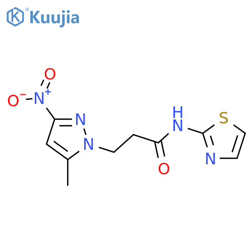 3-(5-methyl-3-nitro-1H-pyrazol-1-yl)-N-(1,3-thiazol-2-yl)propanamide structure
