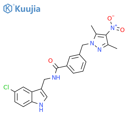 <br>N-(5-Chloro-1H-indol-3-ylmethyl)-3-(3,5-dimethyl-4-nitro-pyrazol-1-ylmethyl )-benzamide structure