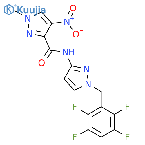 <br>1-methyl-4-nitro-N-[1-(2,3,5,6-tetrafluorobenzyl)-1H-pyrazol-3-yl]-1H-pyraz ole-3-carboxamide structure