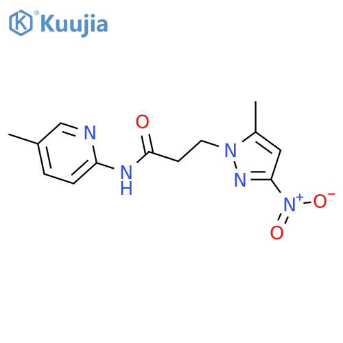 3-(5-Methyl-3-nitro-pyrazol-1-yl)-N-(5-methyl-pyridin-2-yl)-propionamide structure