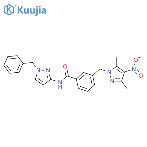 <br>N-(1-Benzyl-1H-pyrazol-3-yl)-3-(3,5-dimethyl-4-nitro-pyrazol-1-ylmethyl)-be nzamide structure