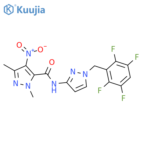 <br>1,3-dimethyl-4-nitro-N-[1-(2,3,5,6-tetrafluorobenzyl)-1H-pyrazol-3-yl]-1H-p yrazole-5-carboxamide structure