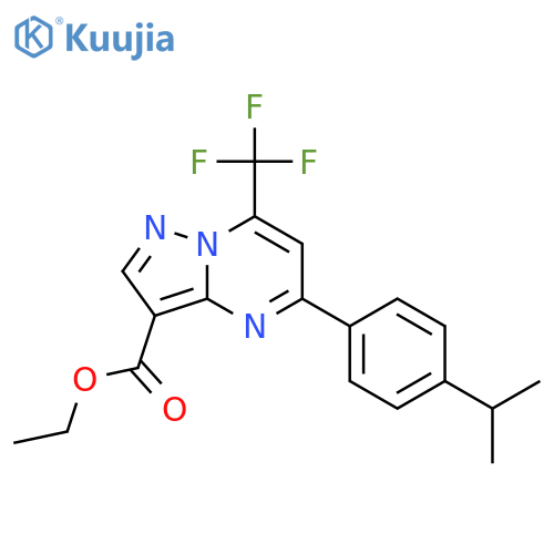 <br>5-(4-Isopropyl-phenyl)-7-trifluoromethyl-pyrazolo[1,5-a]pyrimidine-3-carbox ylic acid ethyl ester structure