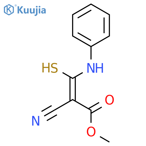 2-Propenoic acid, 2-cyano-3-mercapto-3-(phenylamino)-, methyl ester structure
