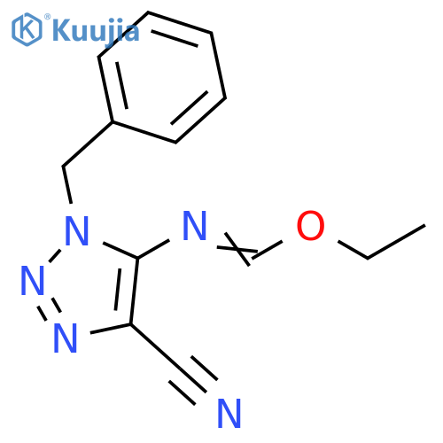 Methanimidic acid, N-[4-cyano-1-(phenylmethyl)-1H-1,2,3-triazol-5-yl]-, ethyl ester structure