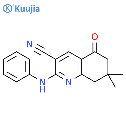 3-Quinolinecarbonitrile,5,6,7,8-tetrahydro-7,7-dimethyl-5-oxo-2-(phenylamino)- structure
