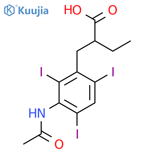 2-[3-(acetylamino)-2,4,6-triiodobenzyl]butanoic acid structure