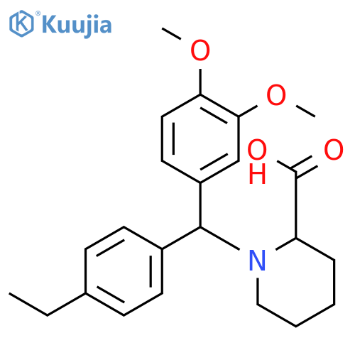 1-[(3,4-dimethoxyphenyl)(4-ethylphenyl)methyl]piperidine-2-carboxylic acid structure