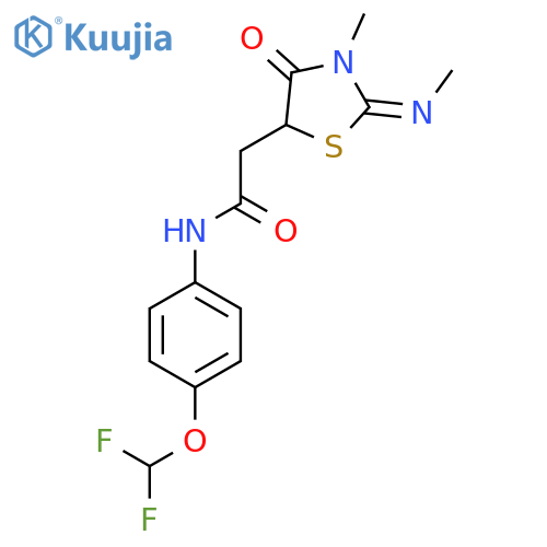 N-4-(difluoromethoxy)phenyl-2-(2E)-3-methyl-2-(methylimino)-4-oxo-1,3-thiazolidin-5-ylacetamide structure