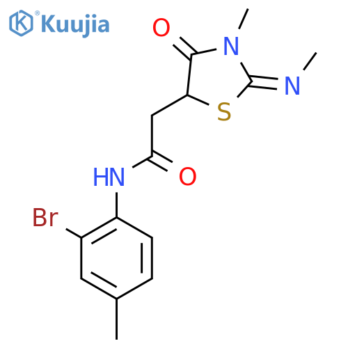 N-(2-bromo-4-methylphenyl)-2-(2E)-3-methyl-2-(methylimino)-4-oxo-1,3-thiazolidin-5-ylacetamide structure