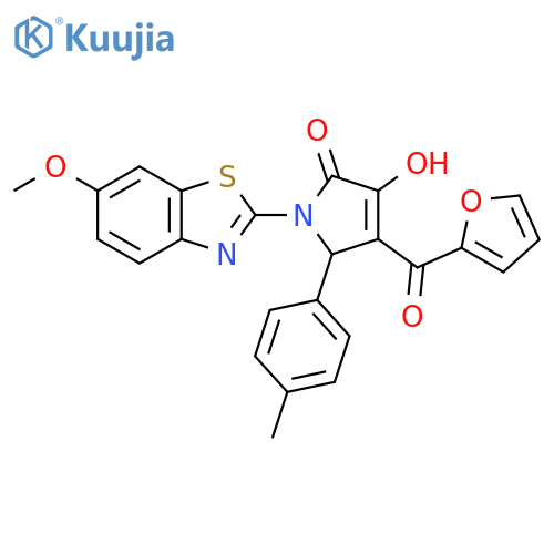 4-(furan-2-carbonyl)-3-hydroxy-1-(6-methoxy-1,3-benzothiazol-2-yl)-5-(4-methylphenyl)-2,5-dihydro-1H-pyrrol-2-one structure