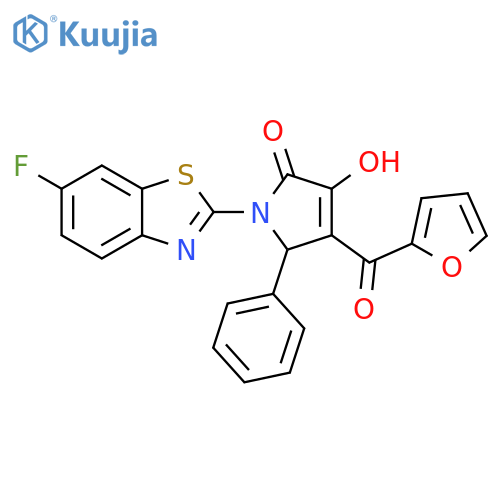 1-(6-fluoro-1,3-benzothiazol-2-yl)-4-(furan-2-carbonyl)-3-hydroxy-5-phenyl-2,5-dihydro-1H-pyrrol-2-one structure