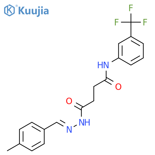 <br>4-[(2E)-2-(4-methylbenzylidene)hydrazino]-4-oxo-N-[3-(trifluoromethyl)pheny l]butanamide structure