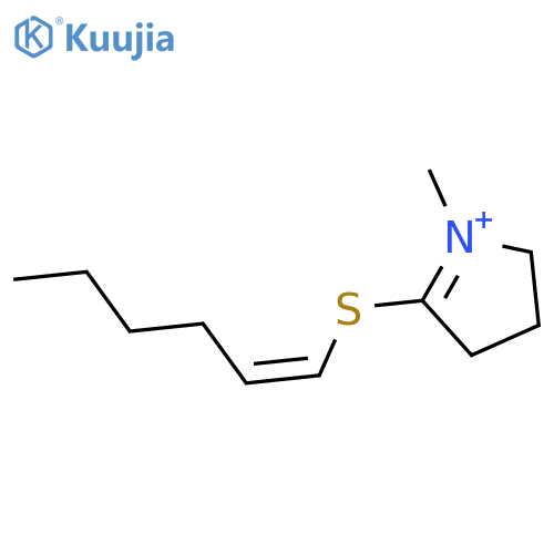 5-[(1Z)-1-Hexen-1-ylthio]-3,4-dihydro-1-methyl-2H-pyrrolium structure