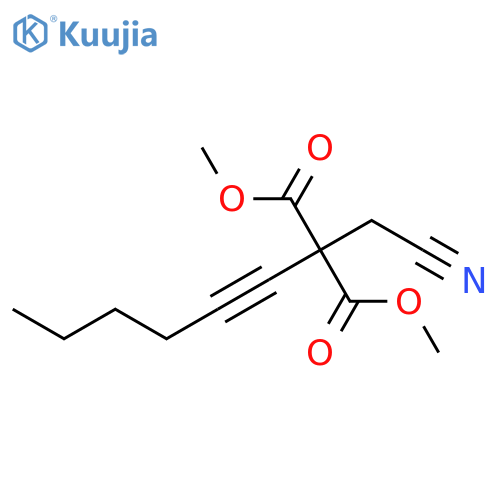 Propanedioic acid, (cyanomethyl)-2-hexynyl-, dimethyl ester structure