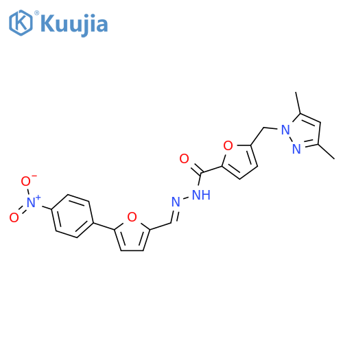 <br>5-[(3,5-dimethyl-1H-pyrazol-1-yl)methyl]-N'-[(5-{4-nitrophenyl}-2-furyl)met hylene]-2-furohydrazide structure