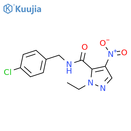 N-(4-chlorobenzyl)-1-ethyl-4-nitro-1H-pyrazole-5-carboxamide structure