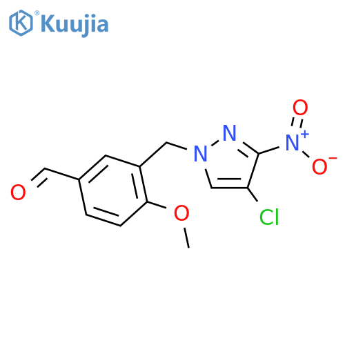 3-(4-chloro-3-nitro-1H-pyrazol-1-yl)methyl-4-methoxybenzaldehyde structure