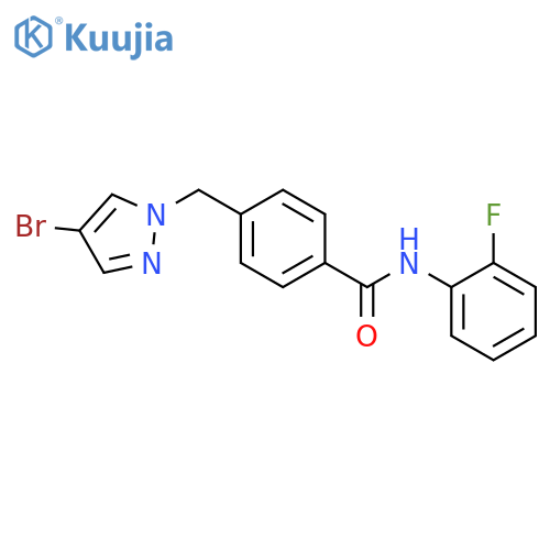4-((4-bromo-1H-pyrazol-1-yl)methyl)-N-(2-fluorophenyl)benzamide structure