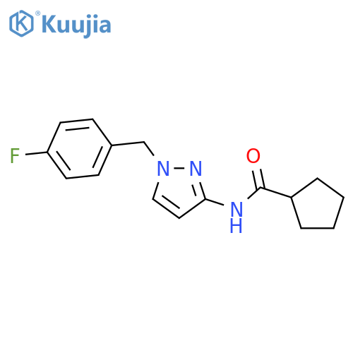 Cyclopentanecarboxylic acid [1-(4-fluoro-benzyl)-1H-pyrazol-3-yl]-amide structure