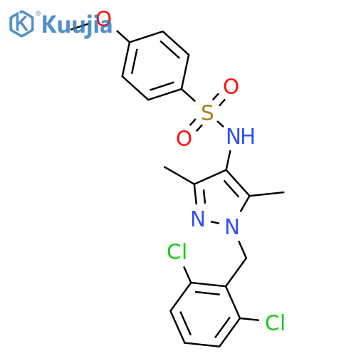 <br>N-[1-(2,6-dichlorobenzyl)-3,5-dimethyl-1H-pyrazol-4-yl]-4-methoxybenzenesul fonamide structure