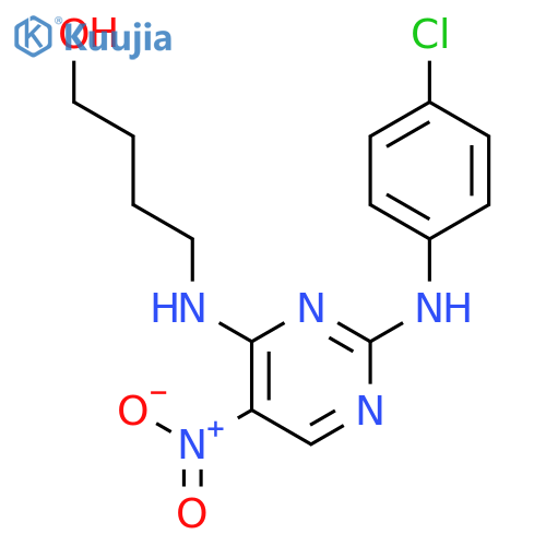 1-Butanol, 4-[[2-[(4-chlorophenyl)amino]-5-nitro-4-pyrimidinyl]amino]- structure