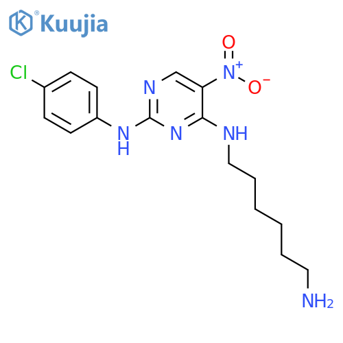 2,4-PYRIMIDINEDIAMINE, N4-(6-AMINOHEXYL)-N2-(4-CHLOROPHENYL)-5-NITRO- structure