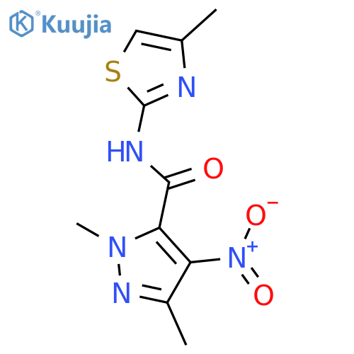 <br>1,3-dimethyl-N-(4-methyl-1,3-thiazol-2-yl)-4-nitro-1H-pyrazole-5-carboxamid e structure