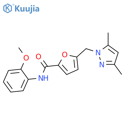 <br>5-(3,5-Dimethyl-pyrazol-1-ylmethyl)-furan-2-carboxylic acid (2-methoxy-phen yl)-amide structure