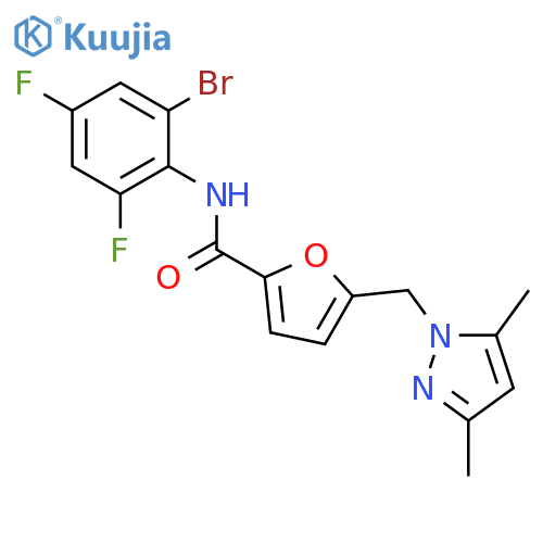 <br>N-(2-bromo-4,6-difluorophenyl)-5-[(3,5-dimethyl-1H-pyrazol-1-yl)methyl]-2-f uramide structure