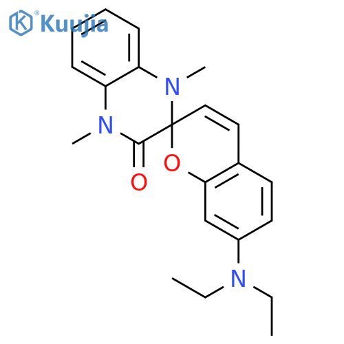 7-(diethylamino)-1',4'-dihydro-1',4'-dimethylspiro[2H-1-benzopyran-2,2'(3'H)-quinoxalin]-3'-one structure