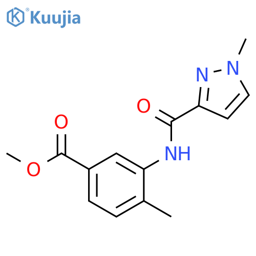 <br>4-Methyl-3-[(1-methyl-1H-pyrazole-3-carbonyl)-amino]-benzoic acid methyl es ter structure