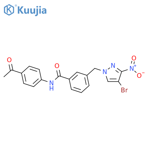 N-(4-Acetyl-phenyl)-3-(4-bromo-3-nitro-pyrazol-1-ylmethyl)-benzamide structure