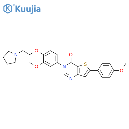 Thieno[3,2-d]pyrimidin-4(3H)-one,6-(4-methoxyphenyl)-3-[3-methoxy-4-[2-(1-pyrrolidinyl)ethoxy]phenyl]- structure