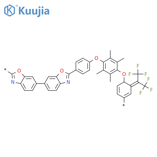 Poly[2,6-benzoxazolediyl[2,2,2-trifluoro-1-(trifluoromethyl)ethylidene]-6,2-benzoxazolediyl-1,4-phenyleneoxy(2,3,5,6-tetramethyl-1,4-phenylene)oxy-1,4-phenylene] structure