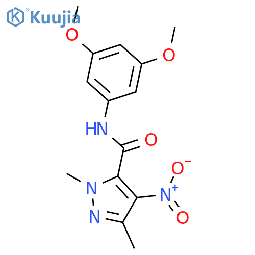 <br>2,5-Dimethyl-4-nitro-2H-pyrazole-3-carboxylic acid (3,5-dimethoxy-phenyl)-a mide structure