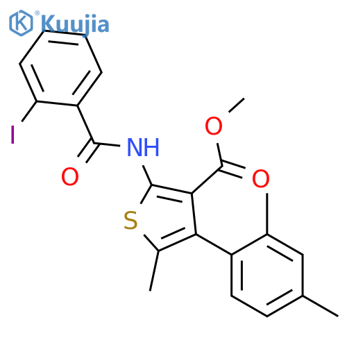 <br>4-(2,4-Dimethyl-phenyl)-2-(2-iodo-benzoylamino)-5-methyl-thiophene-3-carbox ylic acid methyl ester structure