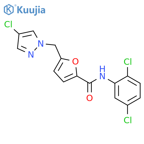 5-[(4-chloro-1H-pyrazol-1-yl)methyl]-N-(2,5-dichlorophenyl)-2-furamide structure