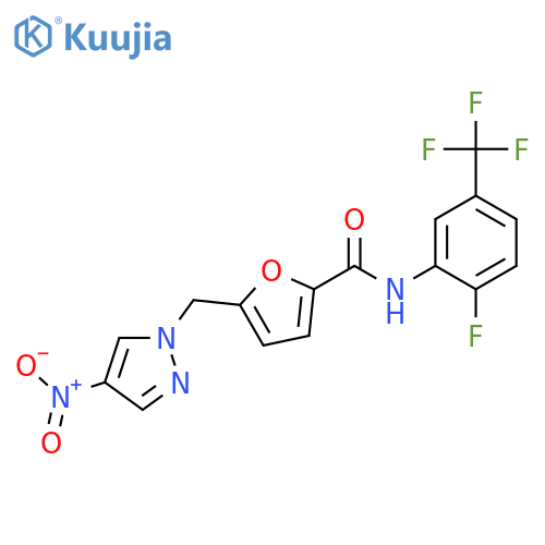 <br>5-(4-Nitro-pyrazol-1-ylmethyl)-furan-2-carboxylic acid (2-fluoro-5-trifluor omethyl-phenyl)-amide structure