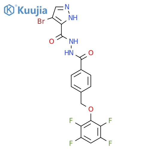 <br>4-(2,3,5,6-Tetrafluoro-phenoxymethyl)-benzoic acid N'-(4-bromo-1H-pyrazole- 3-carbonyl)-hydrazide structure