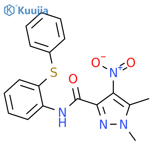 1,5-dimethyl-4-nitro-N-[2-(phenylsulfanyl)phenyl]-1H-pyrazole-3-carboxamide structure