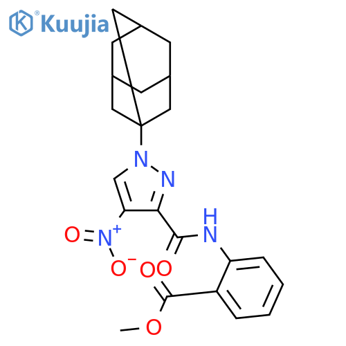 <br>2-[(1-Adamantan-1-yl-4-nitro-1H-pyrazole-3-carbonyl)-amino]-benzoic acid me thyl ester structure