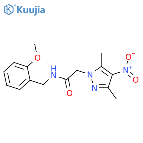 2-(3,5-dimethyl-4-nitro-1H-pyrazol-1-yl)-N-(2-methoxybenzyl)acetamide structure